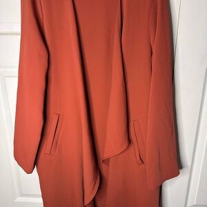 Nine West Orange Trench Coat Elegant Waterfall Design